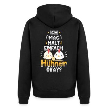 Huhn Hühner Spruch - Unisex Premium Bio Zip Hoodie - Schwarz - Hinten - Nico (187cm)