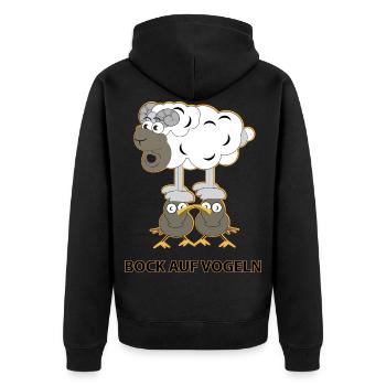 Bock auf Vögeln - Unisex Premium Bio Zip Hoodie - Schwarz - Hinten - Nico (187cm)