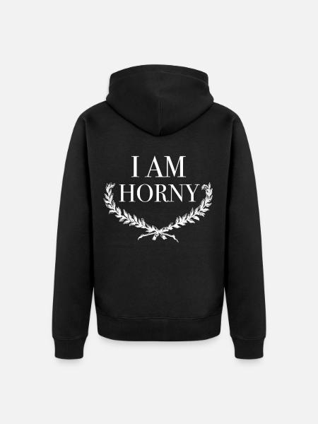 Horny - Unisex Premium Organic Zip Hoodie - black