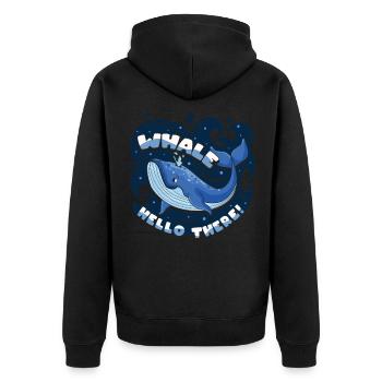 Whale, hello there! - Unisex Premium Bio Zip Hoodie - Schwarz - Hinten - Nico (187cm)