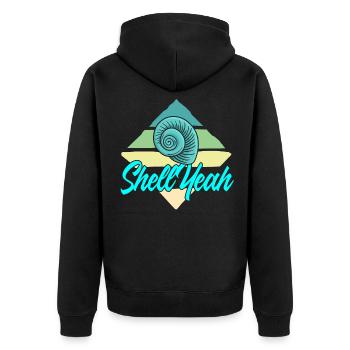 Shell yeah - Unisex Premium Bio Zip Hoodie - Schwarz - Hinten - Nico (187cm)