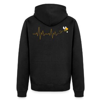 Imker Herzschlag Geschenk Imkerei Bienenzucht - Unisex Premium Bio Zip Hoodie - Schwarz - Hinten - Nico (187cm)