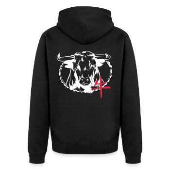 Bull Japanese Damon art face Skull devil T Shirt - Unisex Premium Organic Zip Hoodie - black - Back - Nico (187cm)