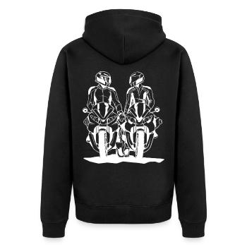 Motorbike bike motor scooter fire chair machine racing - Unisex Premium Organic Zip Hoodie - black - Back - Nico (187cm)