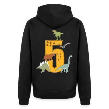 Birthday 5 years dinosaur Dino 5th birthday - Unisex Premium Organic Zip Hoodie - black - Back - Nico (187cm)