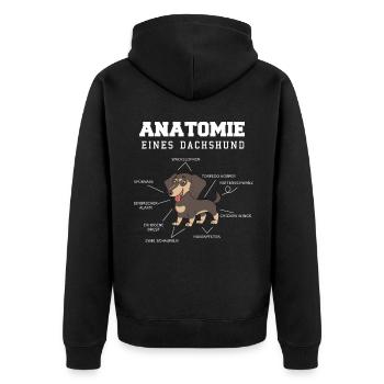 Dackel Rauhaardackel Hunde Hund Dachshund - Unisex Premium Bio Zip Hoodie - Schwarz - Hinten - Nico (187cm)