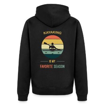 Kajakfahren ist meine Lieblingsjahreszeit - Unisex Premium Bio Zip Hoodie - Schwarz - Hinten - Nico (187cm)