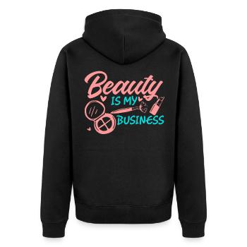 Beauty is my business - Design für Kosmetiker - Unisex Premium Bio Zip Hoodie - Schwarz - Hinten - Nico (187cm)