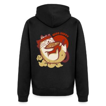 Miso Happy Chats Ramen nouilles japonaises chatons - Veste à capuche bio Premium Unisexe - noir - Dos - Nico (187cm)