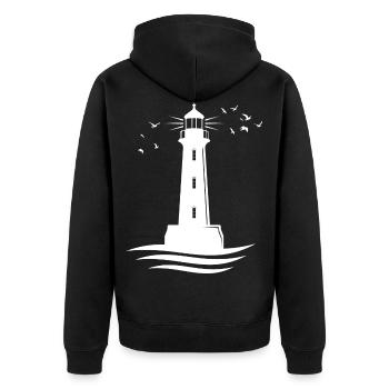 Lighthouse gulls Baltic Sea North Sea coast - Unisex Premium Organic Zip Hoodie - black - Back - Nico (187cm)