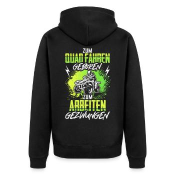 Quad ATV Geschenk Lustig - Unisex Premium Bio Zip Hoodie - Schwarz - Hinten - Nico (187cm)