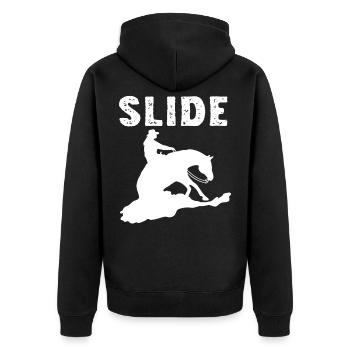 Sliding Stop Western Riding Reining Gift - Unisex Premium Organic Zip Hoodie - black - Back - Nico (187cm)
