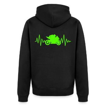 Supersportler Rennmotorrad EKG Linie Herzschlag - Unisex Premium Bio Zip Hoodie - Schwarz - Hinten - Nico (187cm)