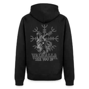 Rendez-vous dans le design Valhalla pour les fans de Viking - Veste à capuche bio Premium Unisexe - noir - Dos - Nico (187cm)