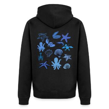 Cute Sea Shells And Starfish At The Beach Shirt - Unisex Premium Bio Zip Hoodie - Schwarz - Hinten - Nico (187cm)