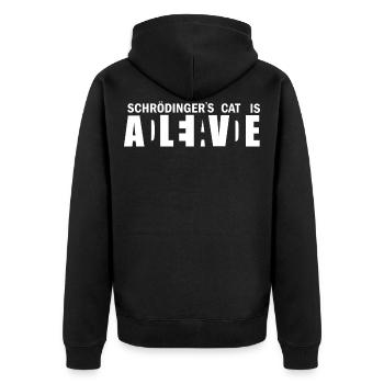 Schrödinger's cat Dead and Alive gift - Unisex Premium Organic Zip Hoodie - black - Back - Nico (187cm)