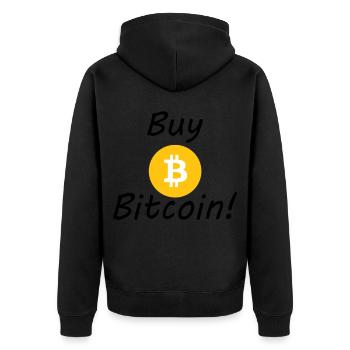 Buy Bitcoin! Crypto Currency - Unisex Premium Organic Zip Hoodie - black - Back - Nico (187cm)