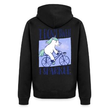 Einhorn Fahrrad Lustiger Spruch Geschenk - Unisex Premium Bio Zip Hoodie - Schwarz - Hinten - Nico (187cm)