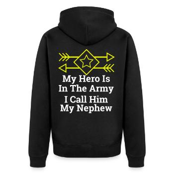 My Hero Is In Army-I Call Him My Nephew Shirt Gift - Unisex Premium Bio Zip Hoodie - Schwarz - Hinten - Nico (187cm)
