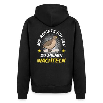 Wachtel Wachteln - Unisex Premium Bio Zip Hoodie - Schwarz - Hinten - Nico (187cm)