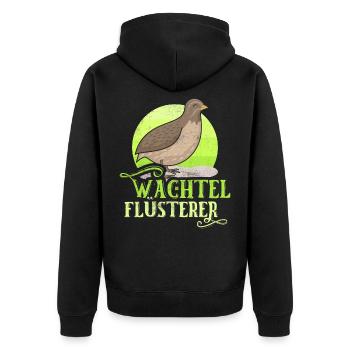 Wachtel Flüsterer - Unisex Premium Bio Zip Hoodie - Schwarz - Hinten - Nico (187cm)