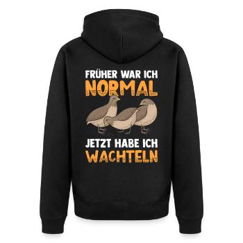 Wachteln Wachtel - Unisex Premium Bio Zip Hoodie - Schwarz - Hinten - Nico (187cm)