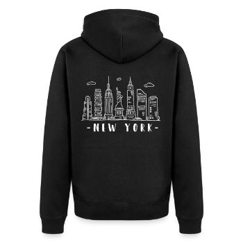 New York City Skyline NYC NY USA America Souvenir - Unisex Premium Organic Zip Hoodie - black - Back - Nico (187cm)