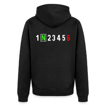 Motorcycle gear shift racing biker biker t-shirt - Unisex Premium Organic Zip Hoodie - black - Back - Nico (187cm)
