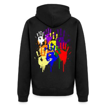 Paint Hand Blob Colorful Painter Gift Imprint Cool - Unisex Premium Organic Zip Hoodie - black - Back - Nico (187cm)
