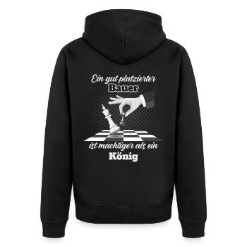 Ein gut plazierter Bauer | Schachspieler - Unisex Premium Bio Zip Hoodie - Schwarz - Hinten - Nico (187cm)