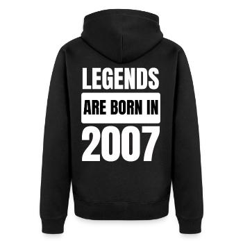 Legends Are Born in 2007 Birthday Year 2007 Gift - Unisex Premium Organic Zip Hoodie - black - Back - Nico (187cm)