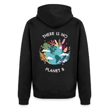 Es gibt keinen Planet B There is no Planet B - Unisex Premium Bio Zip Hoodie - Schwarz - Hinten - Nico (187cm)