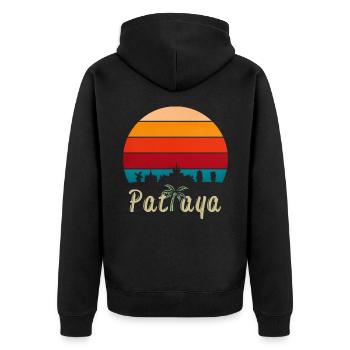 Pattaya Thailand Skyline - Unisex Premium Bio Zip Hoodie - Schwarz - Hinten - Nico (187cm)