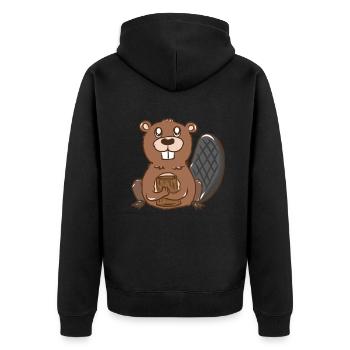 Castor Forêt Rongeurs pour enfants Animaux Animaux Chasseur - Veste à capuche bio Premium Unisexe - noir - Dos - Nico (187cm)