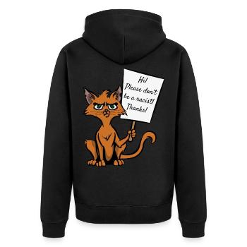 Cat cat lover sarcasm antifascist - Unisex Premium Organic Zip Hoodie - black - Back - Nico (187cm)