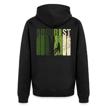 Arborist Geschenk Baumpfleger Forstwirtschaft Wald - Unisex Premium Bio Zip Hoodie - Schwarz - Hinten - Nico (187cm)