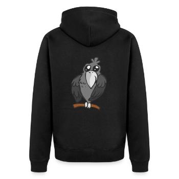 Rabe Vogel Krähe Dohle Eichelhäher Nebelkrähe süß - Unisex Premium Bio Zip Hoodie - Schwarz - Hinten - Nico (187cm)