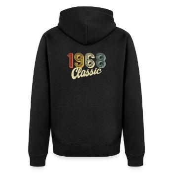 classic 1968 design retro 1968 - Unisex Premium Organic Zip Hoodie - black - Back - Nico (187cm)