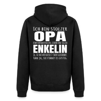 Lustiger Spruch Großvater Enkeltochter Geschenk - Unisex Premium Bio Zip Hoodie - Schwarz - Hinten - Nico (187cm)