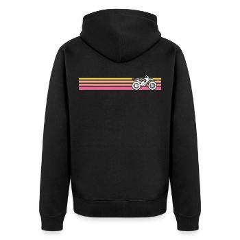 motocross motorcycle sport retro moto vintage - Veste à capuche bio Premium Unisexe - noir - Dos - Nico (187cm)