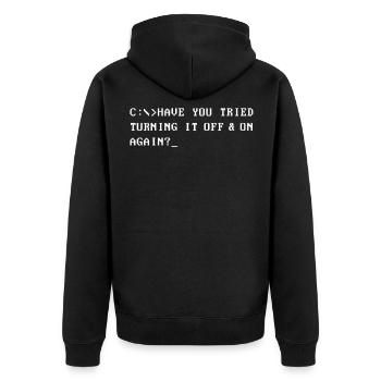Programmierer Entwickler Informatiker Geek - Unisex Premium Bio Zip Hoodie - Schwarz - Hinten - Nico (187cm)