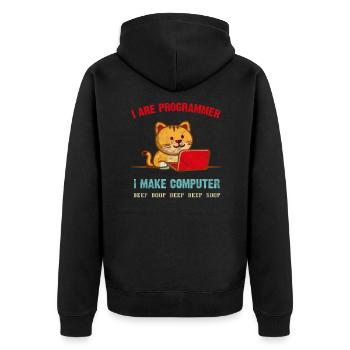 Programmierer Entwickler Informatiker Geek - Unisex Premium Bio Zip Hoodie - Schwarz - Hinten - Nico (187cm)