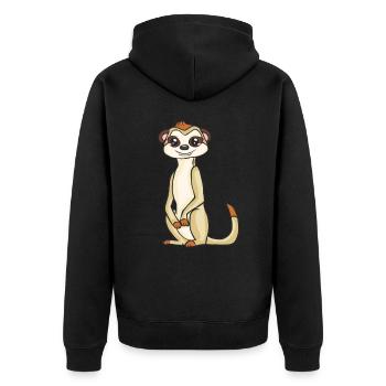 meerkat - Unisex Premium Organic Zip Hoodie - black - Back - Nico (187cm)