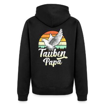 Taubenzüchter Papa Brieftauben Tauben Geschenk - Unisex Premium Bio Zip Hoodie - Schwarz - Hinten - Nico (187cm)