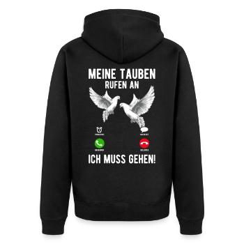 Taubenzüchter Tauben Vogel Anruf Geschenk - Unisex Premium Bio Zip Hoodie - Schwarz - Hinten - Nico (187cm)