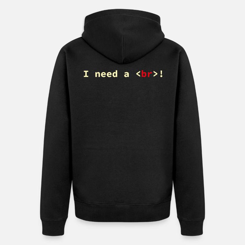 HTML CSS Code Computer Scientist Geek Coder - Unisex Premium Organic Zip Hoodie - black