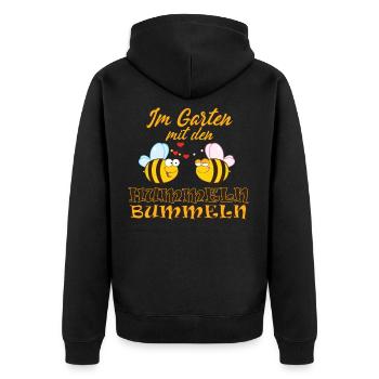 Gärtner Geschenkidee Garten Designs - Unisex Premium Bio Zip Hoodie - Schwarz - Hinten - Nico (187cm)
