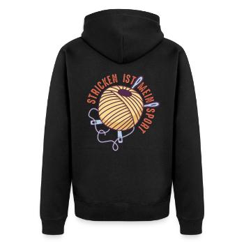 Stricken Häkeln und kreative Handarbeiten - Unisex Premium Bio Zip Hoodie - Schwarz - Hinten - Nico (187cm)