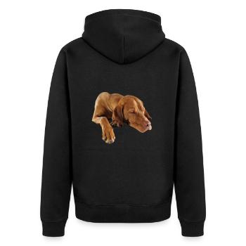 Weimaraner - Unisex Premium Bio Zip Hoodie - Schwarz - Hinten - Nico (187cm)