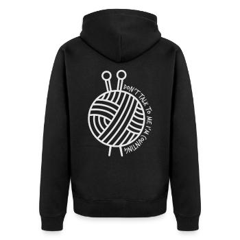 Knitting crocheting and creative needlework - Unisex Premium Organic Zip Hoodie - black - Back - Nico (187cm)